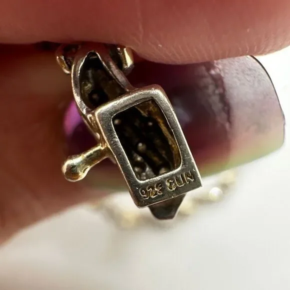 8" genuine diamond and vermeil over sterling silver, stamped bracelet! - Picture 6 of 10